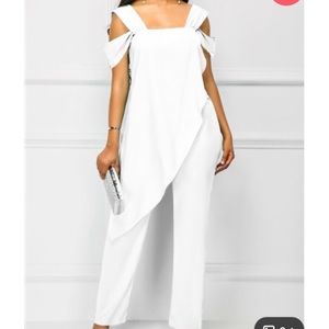 Rotita white cold shoulder jumper